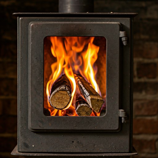 Soba içinde temiz yanan çevre dostu odun ateşi